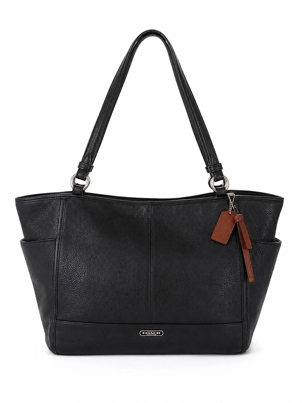 Coach Black Pebbled Leather Large Tote Shoulder Bag Work Laptop Carryall